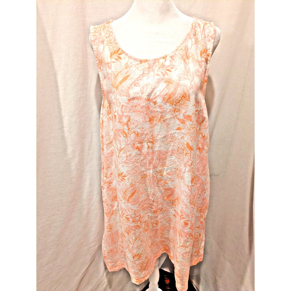 Rachel Zoe Sun/Shift Dress Women XL Light Pink/Orange Paisley/Floral 100% Linen